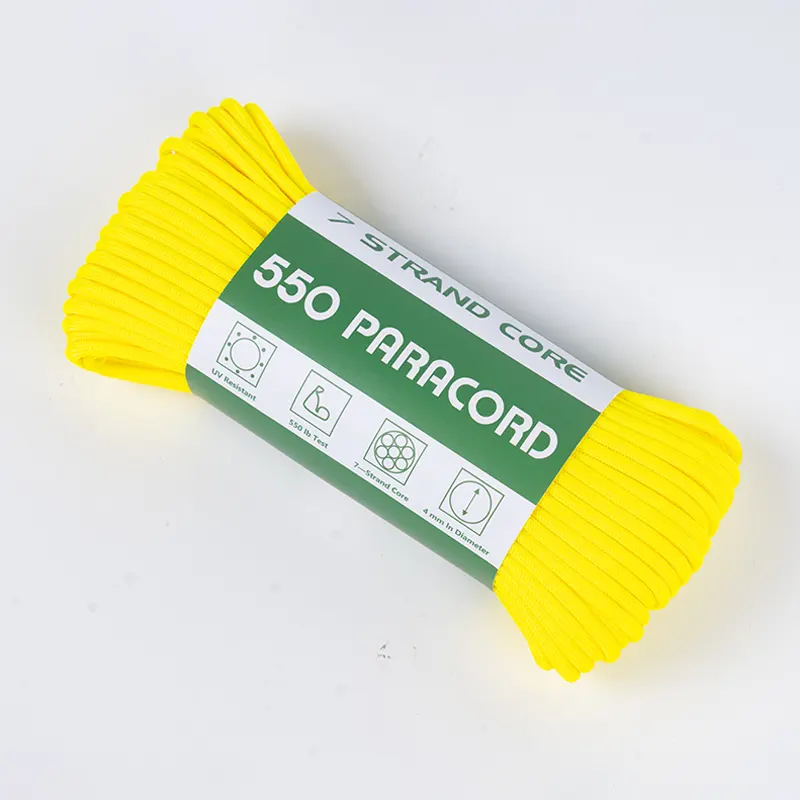 แกน 7 เส้น 4 มม. สีเหลืองทึบ 550 โพลีเอสเตอร์ Paracord แกน 7 เส้น 4 มม. สีเหลืองทึบ 550 โพลีเอสเตอร์ Paracord